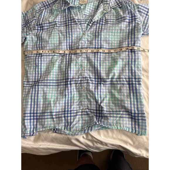 Womens Button-Down Shirt Light Blue & Green Size XL Tall - Picture 7 of 9